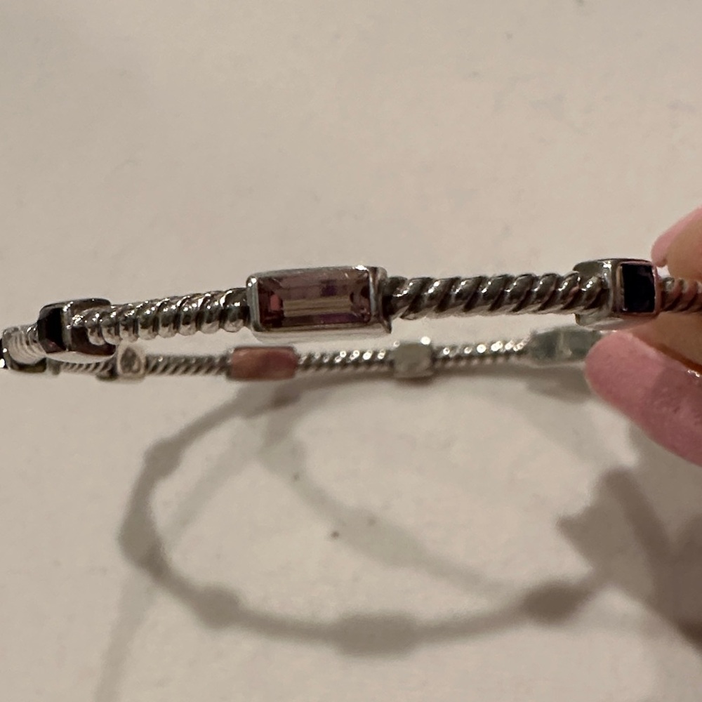 Elegant  Brighton Silver and Pink , purple Gemstone Bracelet